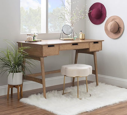 Linon Natural Dutton Wood and Rattan Desk