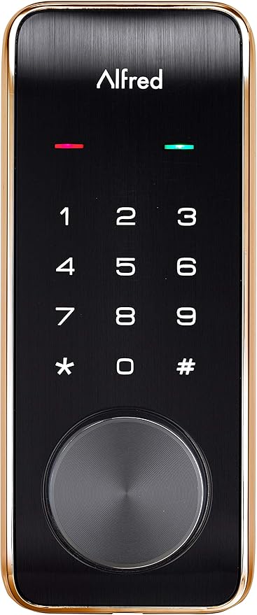 Alfred DB2-B Smart Door Lock Deadbolt Touchscreen Keypad, Pin Code + Key Entry + Bluetooth, Up to 20 Pin Codes (Gold)