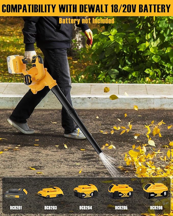 Leaf Blower, Cordless Leaf Blower for DeWalt 20V Battery, Upgrade Brushless Motor, 6 Variable Speed Up to 130MPH, Handheld Electric Blowers for Lawn Care/Dust(Battery Not Included)
