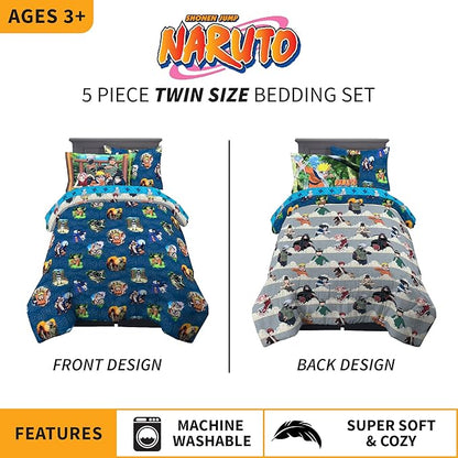 Naruto Anime Bedding Super Soft Comforter And Sheet Set With Sham, 5 Piece Twin Size, By Franco