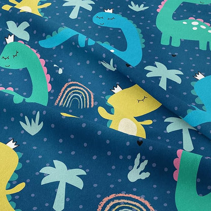 NINENINE Dinosaur Bedding Sets Twin Comforter Sets for Boys,Dark Blue Dinosaur Bedding Sets,Kawaii Cartoon Comforter Sets with 1 Comforter 1Pillowcase