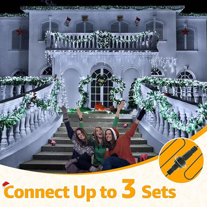 Ollny Cluster Lights for Christmas Tree, 400LED 20ft Cool White Christmas Lights Outdoor 8 Modes Timer Remote, Waterproof String Lights for Indoor Outside Garland Xmas Decorations