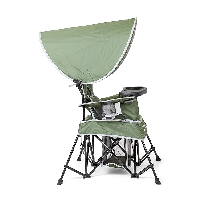 Baby Delight Go with Me Venture Portable Chair | Indoor and Outdoor | Sun Canopy | 3 Child Growth Stages | Moss Bud Green