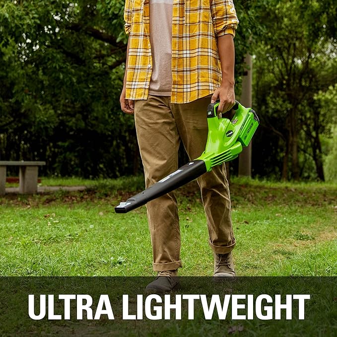 Greenworks 40V Leaf Blower/Sweeper, 150 MPH, Lightweight, Quiet, with 2.0 Ah Battery and Charger