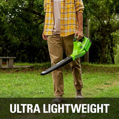 Greenworks 40V Leaf Blower/Sweeper, 150 MPH, Lightweight, Quiet, with 2.0 Ah Battery and Charger
