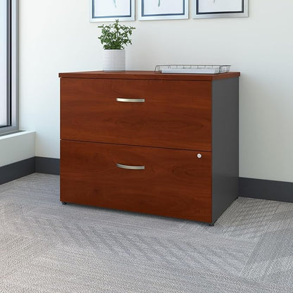 Bush Business Furniture Series C 2 Drawer Lateral File Cabinet, Locking Document Storage for Home or Professional Office, Hansen Cherry