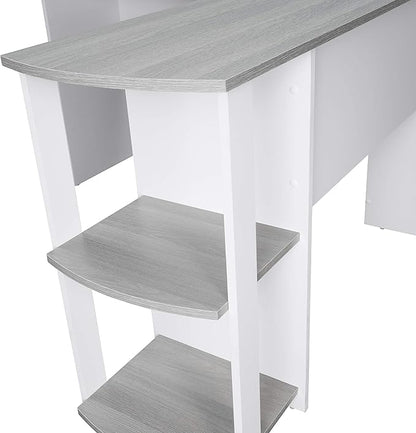 Techni Mobili L Shaped Desk - Modern Computer Desk with Corner Bookshelf & Side Storage Shelves for Home Office Accessories - Elegant, Space-Saving, & Minimalist Executive Table