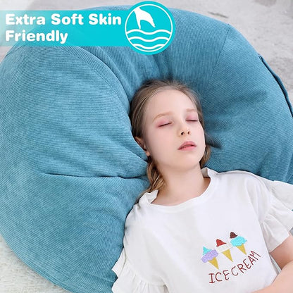 Stuffed Animal Storage Bean Bag Chair Cover (No Filler) for Kids and Adults.Soft Premium Corduroy Stuffable Beanbag for Organizing Children Plush Toys or Memory Foam Small 100L(LightBlue)