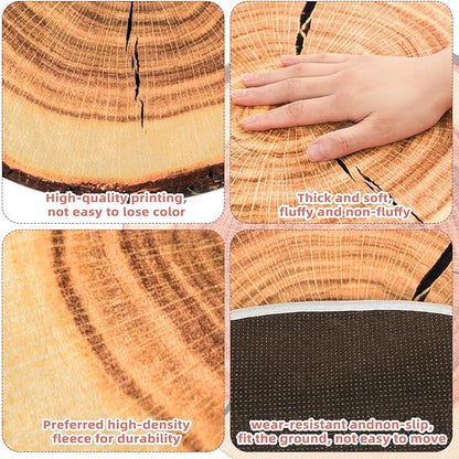 Shellwei 24 Pcs Kids Carpet Circle Seats 18 inch Print Pillow Circle Children's Mats Rug Mats Round Soft Floor Mat for Home School Classroom Story Time Group Activity Play Areas (Tree Stump)