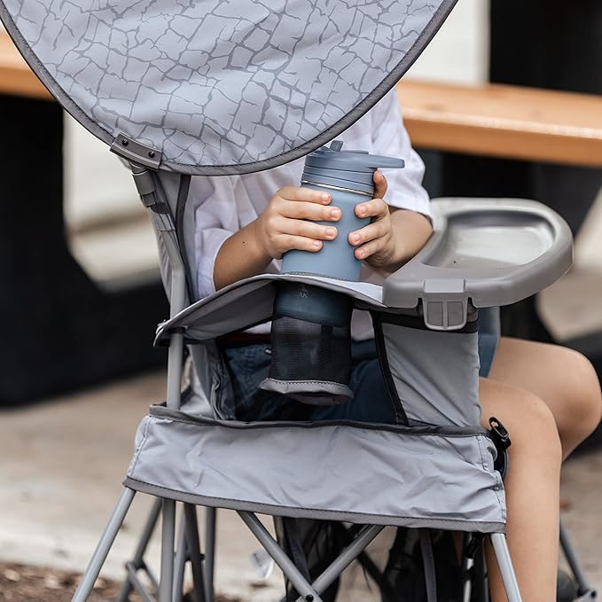 Baby Delight Go with Me Venture Portable Chair | Indoor and Outdoor | Sun Canopy | 3 Child Growth Stages | Elephant Grey