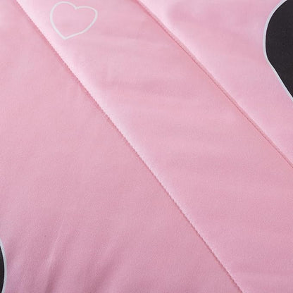 Love Pattern Girls Pink Comforter Set Full Size, Blush Pink Cute Love Heart Sexy Comforter Bedding Set for All Seasons, Geometric Microfiber 3 Pieces Comforter Set with Pillowcases