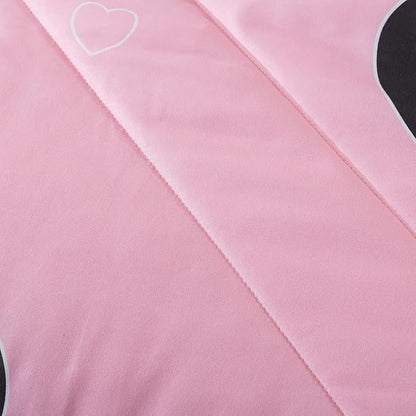 Girls Pink Comforter Set Twin Size, Blush Pink Cute Love Heart Print Sexy Comforter Bedding Set for All Seasons, Geometric Soft Microfiber Comforter Set with Pillowsham