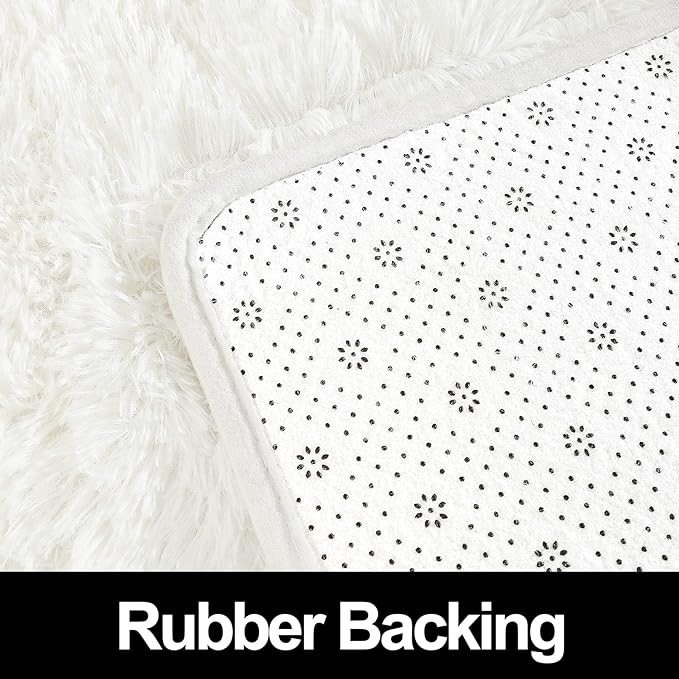 Super Soft Fluffy Shaggy Rugs 3x5 Feet for Living Room Bedroom, Fuzzy Plush Area Rugs for Girls Kids Room Nursery Home Decor, Furry Dorm Rug Cute Non-Slip Indoor Floor Carpet, Cream White