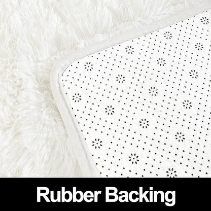Super Soft Fluffy Shaggy Rugs 3x5 Feet for Living Room Bedroom, Fuzzy Plush Area Rugs for Girls Kids Room Nursery Home Decor, Furry Dorm Rug Cute Non-Slip Indoor Floor Carpet, Cream White
