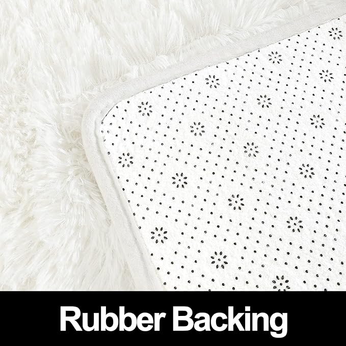 Super Soft Fluffy Shaggy Rugs 5x8 Feet for Living Room Bedroom, Fuzzy Plush Area Rugs for Girls Kids Room Nursery Home Decor, Furry Dorm Rug Cute Non-Slip Indoor Floor Carpet, Cream White