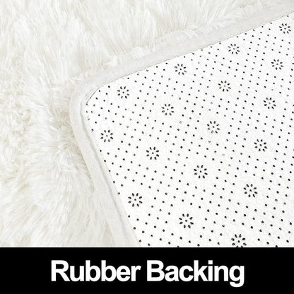 Super Soft Fluffy Shaggy Rugs 5x8 Feet for Living Room Bedroom, Fuzzy Plush Area Rugs for Girls Kids Room Nursery Home Decor, Furry Dorm Rug Cute Non-Slip Indoor Floor Carpet, Cream White
