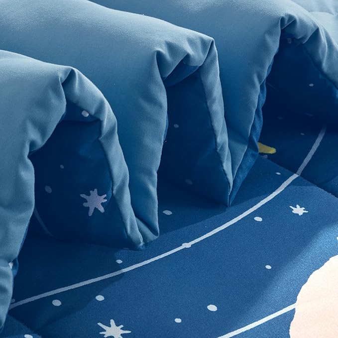 SLEEP ZONE 5 Pieces Bedding Super Soft Comforther Set, Soft Lightweight Bed in a Bag, Durable Children Bed Set, Easy Care, All Season (Solar System, Twin)