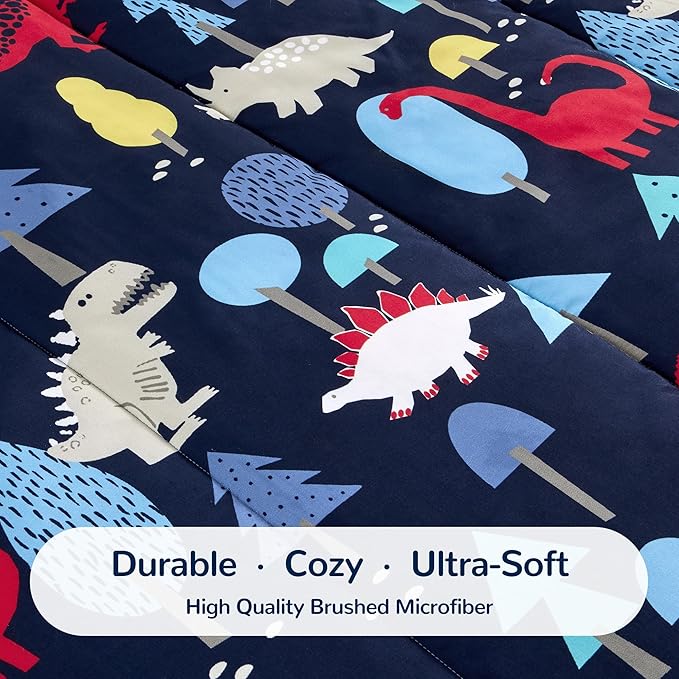 SLEEP ZONE Kids Bedding Full/Queen Comforter Set - Cute Printed for Boys, Girls, Teens, Super Soft, Fade Resistant (Dinosaur Land, Full/Queen)