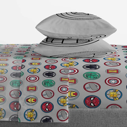 Jay Franco Marvel Avengers Pop 7 Piece Queen Size Bed Set - includes Comforter & Sheet Set - Super Soft Fade Resistant Microfiber (Official Marvel Product)