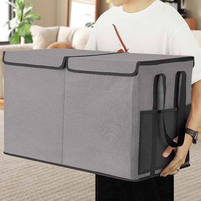 Large Toy Box for Boys Girls Toy Chest Kids Toy Storage Organizer Collapsible Toy Storage Bin Basket with Two Mesh Pockets for Nursery Playroom Bedroom Living Room Organization