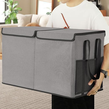 Large Toy Box for Boys Girls Toy Chest Kids Toy Storage Organizer Collapsible Toy Storage Bin Basket with Two Mesh Pockets for Nursery Playroom Bedroom Living Room Organization