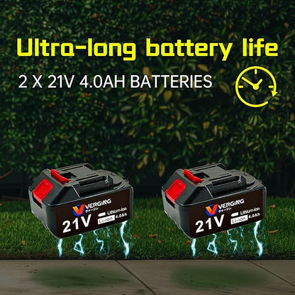 Electric Cordless Leaf Blower 21V, Leaf blower Dual Function Blowing and Vacuuming, with 2 x 4.0AH High Capacity Batteries, Leaf Blower Cordless Effortlessly Clears Blowers for Lawn Care