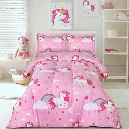 Utopia Bedding All Season Unicorn Comforter Set with 2 Pillow Cases, 3 Piece Soft Brushed Microfiber Kids Bedding Set for Boys/Girls, Machine Washable (Twin)