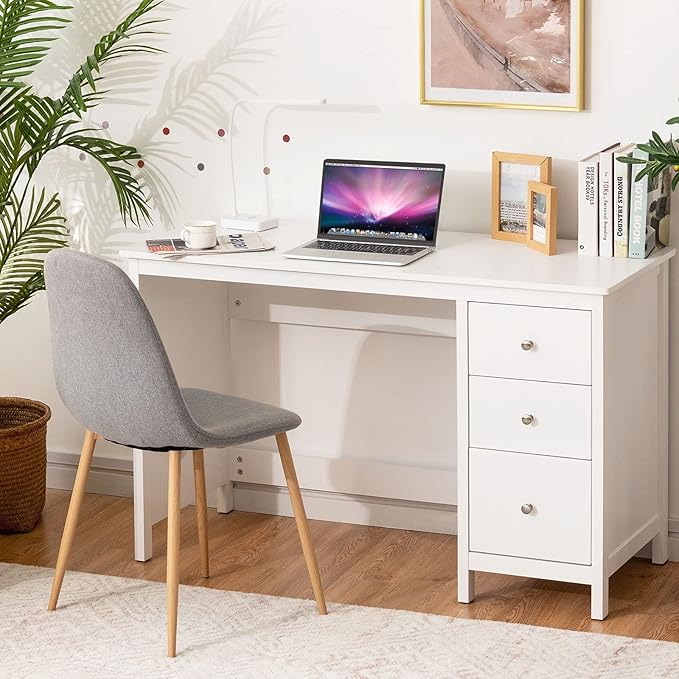 3-Drawer Computer Desk, White