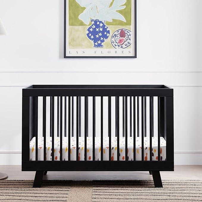 Babyletto Hudson 3-in-1 Convertible Crib with Toddler Bed Conversion Kit in Black, Greenguard Gold Certified