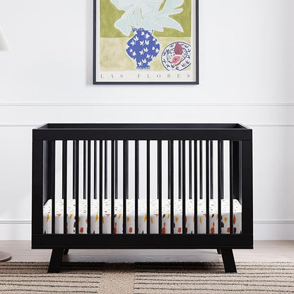 Babyletto Hudson 3-in-1 Convertible Crib with Toddler Bed Conversion Kit in Black, Greenguard Gold Certified