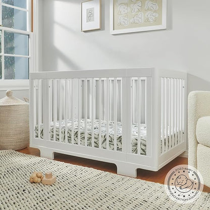 Babyletto Yuzu Convertible All-Stages Bassinet, Midi, Full-Size Crib in White, Greenguard Gold Certified, Portable & Adjustable with Conversion Kits and Pads Included