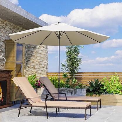 Pamapic 8512 Pieces, Chaise Thickened Cushion, PE Rattan Steel Frame Pool Lounge Chair Set for Patio Backyard Porch Garden Poolside, 2 PCS, Beige