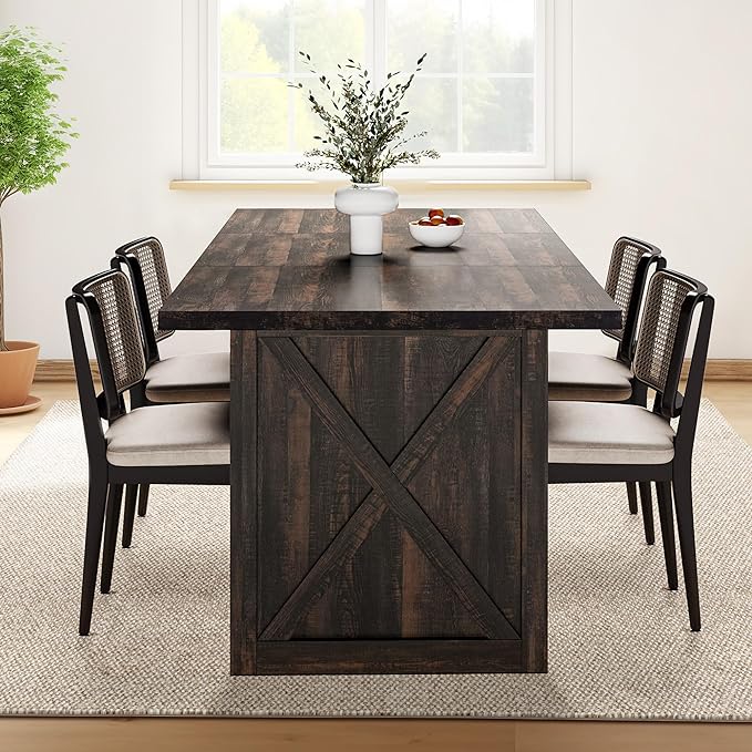 YITAHOME 6FT Conference Table Executive Desk, 70.8’’ Large Meeting Seminar Table for Office with Thicken Wood Frame, Farmhouse Rectangular Computer Desk for Home Business, Rustic Oak