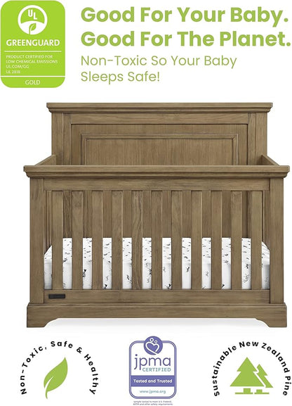 Delta Children Simmons Kids Paloma 4-in-1 Convertible Crib, Greenguard Gold Certified, Rustic Acorn