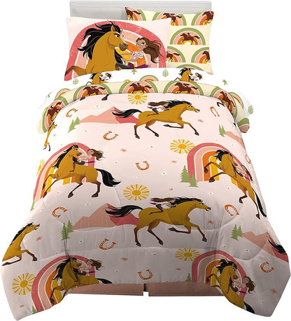 Franco Kids Bedding Super Soft Comforter and Sheet Set with Sham, 5 Piece Twin Size, Spirit Riding Free