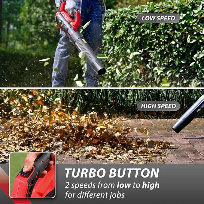 PowerSmart 20V Cordless Leaf Blower with 2 Batteries and Charger, Blowers for Lawn Care, Snow Blowing & Yard Cleaning
