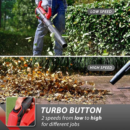 PowerSmart 20V Cordless Leaf Blower with 2 Batteries and Charger, Blowers for Lawn Care, Snow Blowing & Yard Cleaning
