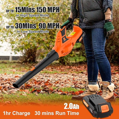 Leaf Blower Cordless,21V Handheld Electric Leaf Blower with 2.0Ah Battery and Charger, 2 Speed Mode, Lightweight Battery Powered Leaf Blower for Lawn Care, Patio, Yard, Sidewalk