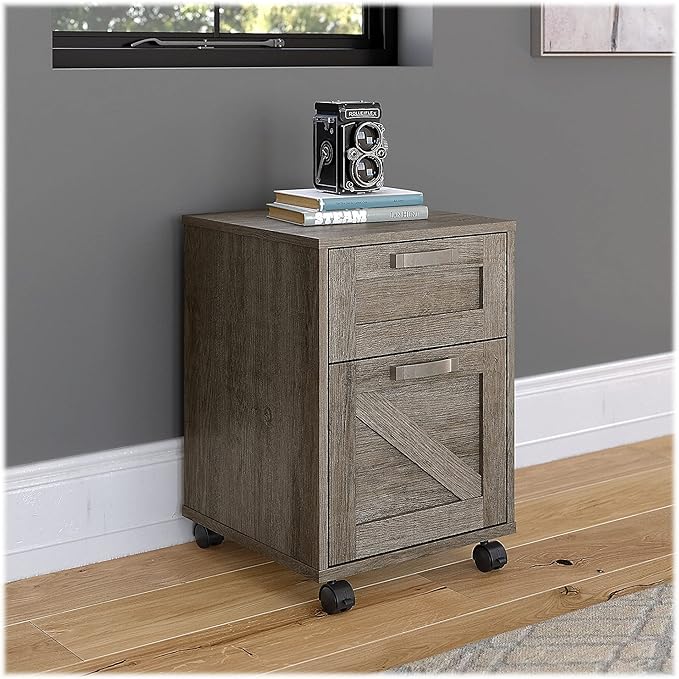 Bush Furniture Knoxville 2 Drawer Mobile File Cabinet, Rolling Document Storage for Home Office, Restored Gray