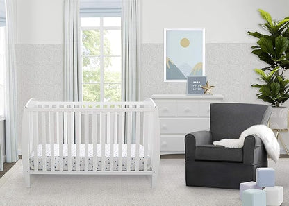 Delta Children Taylor 4-in-1 Convertible Baby Crib, Easy to Assemble, Sustainable New Zealand Wood, JPMA Certified, White