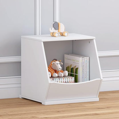 UTEX Toy Storage Organizer,Kids Stackable Toy Storage Bins,Toy Boxes and Storage Cubby for Playroom,Bedroom,Nursery School,White