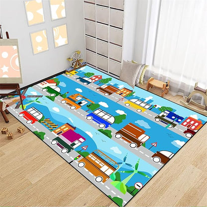 Car Carpet for Kids Kids Rugs for Playroom Car Track Rug Road Rug for Kids Car Play Rug Road Carpet for Toy Cars Car Track Rugs for Boys Car Rug for Boys Room 5'×7'