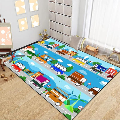 Car Carpet for Kids Kids Rugs for Playroom Car Track Rug Road Rug for Kids Car Play Rug Road Carpet for Toy Cars Car Track Rugs for Boys Car Rug for Boys Room 3'×4'