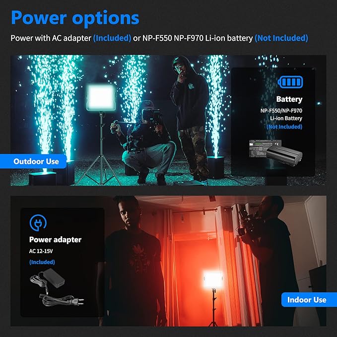 NEEWER 2 Packs 480 RGB Led Light with APP Control, Photography Video Lighting Kit with Stands and Bag, 480 SMD LEDs CRI95/3200K-5600K/Brightness 0-100%/0-360 Adjustable Colors/9 Applicable Scenes
