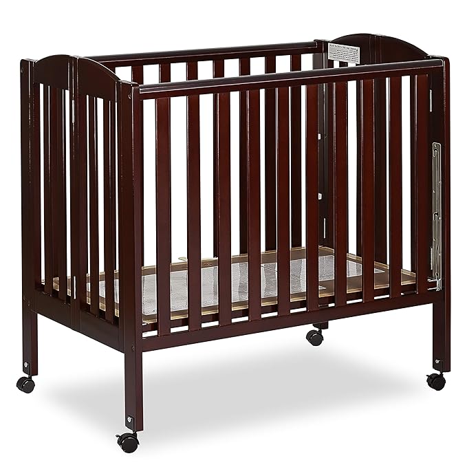 3 in 1 Portable Folding Stationary Side Crib in Espresso, Greenguard Gold Certified , 41x26x40 Inch (Pack of 1)