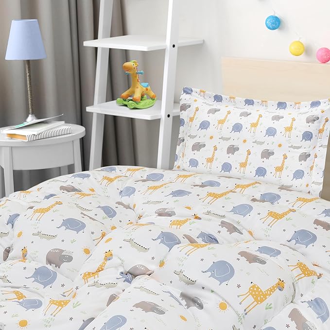 Utopia Bedding All Season Safari Comforter Set with 2 Pillow Cases, 3 Piece Soft Brushed Microfiber Kids Bedding Set for Boys/Girls, Machine Washable (Twin)