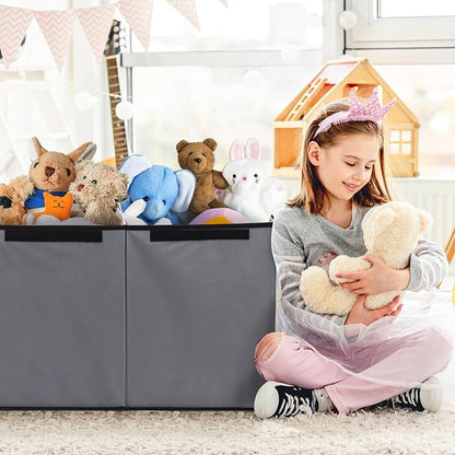 Fixwal Toy Box for Boys - Extra Large Toddler Toy Box Kids Toy Chest, Toy Box for Living Room Area, Collapsible Removable Divider for Nursery Playroom Bedroom Closet, 36"x12.6"x16" (Grey)