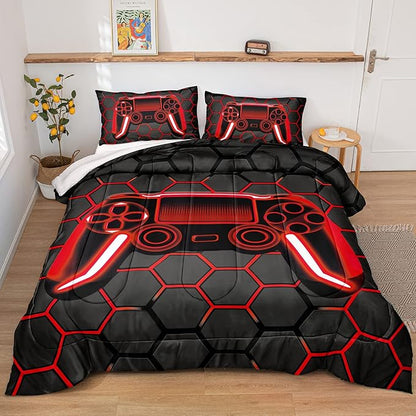 Boys Comforter Set,Gaming Bedding for Kids Teen,Game Console Comforter Set for Gamer Room Decor(comforter-Game42,Full)
