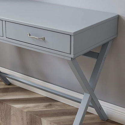 Linon Grey Campaign Style Sawyer Desk