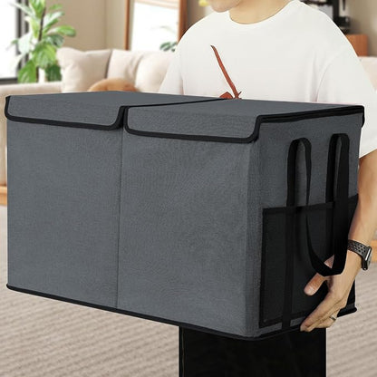 Large Toy Box for Boys Girls Toy Chest Kids Toy Storage Organizer Collapsible Toy Storage Bin Basket with Two Mesh Pockets for Nursery Playroom Bedroom Living Room Organization